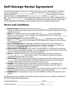 Free Self-Storage Rental Agreement Document