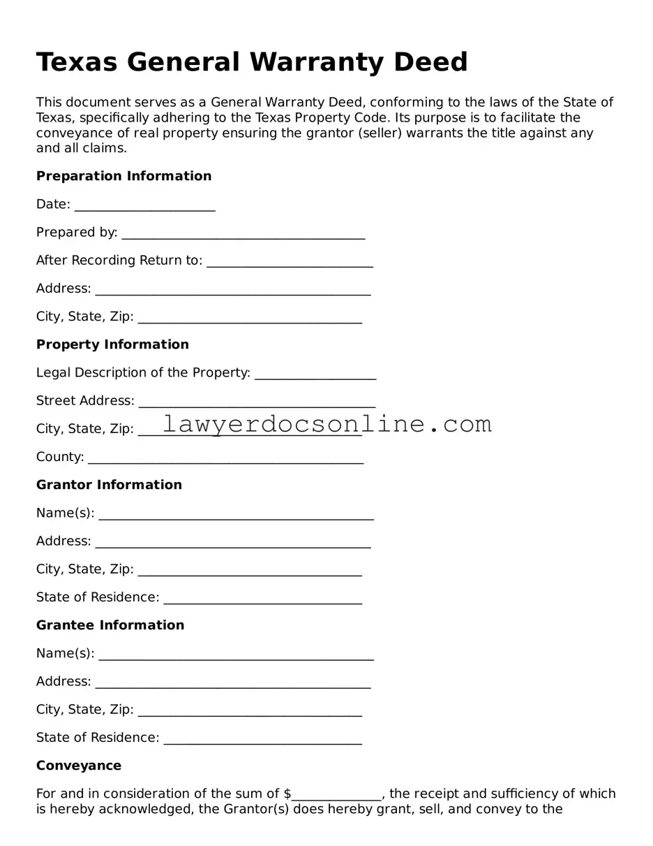 Legal  Deed Form for Texas